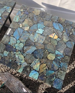 Mosaico de Piedra Labradorita de Lujo, Rectangular, para Mesa de Comedor, Hecho a Mano, Incrustaciones Naturales, Moderno, Ecológico, Decorativo para Interiores, Diwali - Product Image 2