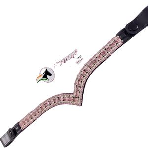 Bande de sourcils en cristal rose en forme de V de luxe de haute qualité pour les sports de plein air produit équestre avec boucle à bouton-pression pour les propriétaires de chevaux - Product Image 1
