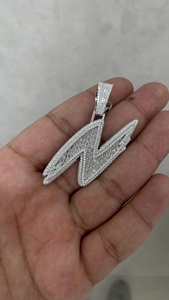 Custom Iced Out Letter Pendant <b>Silver</b> Plated Alloy VVS Baguette Cut Moissanite Diamonds Hip Hop Charm Unisex Gift Jewelry - Product Image 4