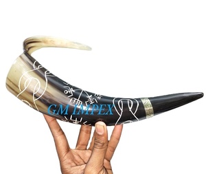 Cuerno para beber vikingo auténtico, jarra de cerveza de la mejor calidad, soporte de hierro para alimentos, Copa nórdica a prueba de fugas, estilo Animal náutico pulido - Product Image 1