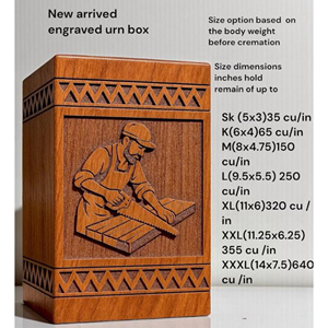 Handmade Carpenter Cremation Urn | Engraved Woodworker <b>Memorial</b> <b>Box</b> Funeral <b>Memorial</b> <b>Keepsake</b> by AYAANS - Product Image 2