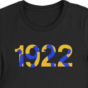 Camiseta negra, azul real, dorada, Sigma Gamma Rho 1922, con estampado gráfico de Poodle, manga corta, cuello redondo, fraternidad griega, moda informal - Product Image 6