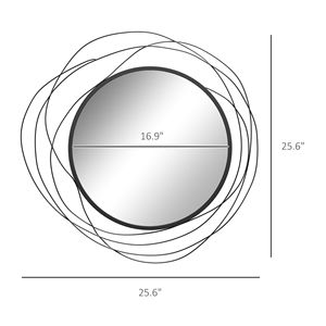 Miroir rond moderne en métal de 25,6 pouces pour mur, design contemporain pour la décoration du salon, de la chambre à coucher et de la salle à manger - Noir - Product Image 3