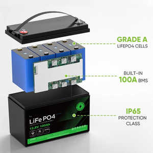 My Store HR 12V/<b>24V</b> Solar Lifepo4 <b>Lithium</b> <b>Ion</b> <b>Battery</b> 100Ah 1280Wh Black for RV Electrical Systems - Product Image 1