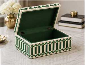 Premium Black & White Bone Inlay Jewelry <b>Box</b> Handmade Wooden Decorative Storage Case for Jewelry, Makeup Accessories, <b>Keepsakes</b>, - Product Image 5