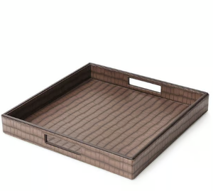 Premium Leather Serving Tray with Metal Handles Premium Decorative Tray for Coffee <b>Table</b> Hotel and Home Use - Product Image 4