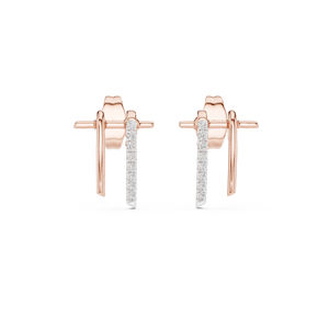 Pendientes de Oro Rosa de 14K con Diamantes Cultivados en Laboratorio para Mujer |   Ropa de Fiesta |   Diamante Cultivado Nuevo - Product Image 1