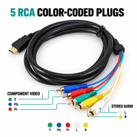   Câble vidéo et audio RCA 5 en 1 mâle vers femelle 1080P avec conducteur en cuivre plaqué or pour lecteur multimédia HDTV et téléviseur