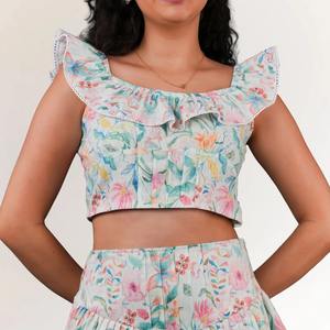 ชุดเซ็ตผ้าลินินคอตตอนลายดอกไม้คุณภาพดีสำหรับผู้หญิง ดีไซน์ทันสมัยเหมาะสำหรับฤดูร้อน พิมพ์ลายดอกไม้สวยงาม สวมใส่สบาย มีจำหน่ายแล้ว - Product Image 2