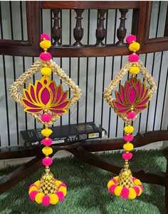 Traditional Indian Hanging Toran Latkan Shubh Labh Symbol with Floral Rings Strings for <b>Weddings</b> Festivals and Home Decoration - Product Image 3