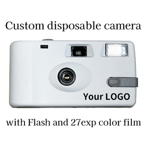 Cámara de Fotos Desechable Personalizada de 35 mm, Enfoque Fijo, Flash Incorporado, 27 Exposiciones, Batería AA, Diseño Azul - Product Image 1