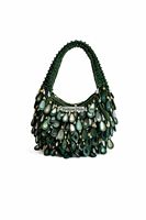 Sac à main hobo perlé pour femme, style bohème, sac à bandoulière pour soirée avec embellissements en perles et cristaux