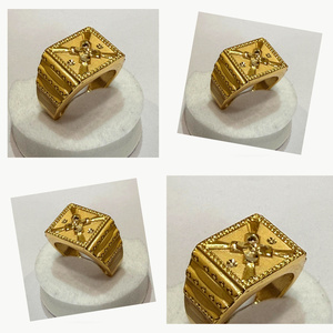 Anillo de Dedo de Latón Estilo Hip Hop Vintage, Anillo de Latón Sólido Chapado en Oro, Joyería de Moda Hecha a Mano, Anillo de Diseño, Regalo para Él - Product Image 5