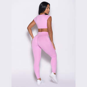 Leggings Deportivos de Cintura Alta con Elástico Rosa Personalizado, Pantalones de Gimnasio Transpirables de Secado Rápido para Mujer - Product Image 5