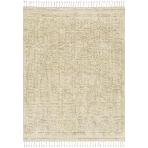 Tapis d'intérieur artisanal en laine et acrylique rayé bleu beige vert, style bohème, à poils longs, rectangulaire, pour salon, avec franges - Product Image 5