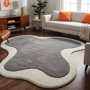 Tapis en laine tufté à la main de style bohème marocain, épais, à motif losanges, pour un salon confortable - Product Image 3