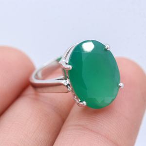 Pierre précieuse en onyx vert naturel 925 argent sterling massif fait à la main pour femmes bagues bijoux pour grossiste - Product Image 3