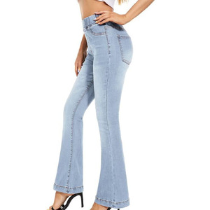 Pantalon évasé en denim sur mesure pour femme, taille haute, 100 % coton, respirant, écologique, avec logo personnalisé, marque privée, haute qualité - Product Image 6