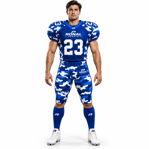Ensemble de maillot de football américain personnalisé rembourré en polyester, col en V, manches courtes, unisexe, style entraînement et match pour équipe - Product Image 3