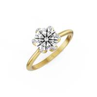 Magnifique bague fleur en moissanite taille ronde, plaqué or, bande en argent 925, sertissage pavé, bijoux de luxe pour fiançailles et mariage pour femme