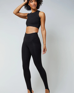 Leggings noirs unis de qualité supérieure, taille mi-haute, coupe évasée, longueur intégrale, avec design étrier, tricotés sans couture, extensibles, pour femme, toutes saisons - Product Image 2