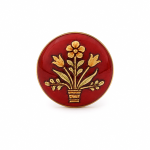 Botones de Lujo Personalizados de Latón con Esmalte Rojo y Motivo de Florero Dorado para Trajes de Hombre, Blazers, Sherwanis y Abrigos Jodhpuri - Product Image 1