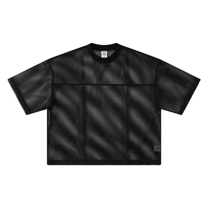 Conjunto Deportivo de Verano para Hombre, Camiseta de Baloncesto Negra de Malla con Cuello Redondo y Manga Corta, Corte Holgado y Transpirable, Pantalones Cortos con Cordón Ajustable - Product Image 2