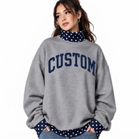 Logo Bordir Kustom Gaya Modern Terbaru Musim Dingin Bahan Katun/Poliester Berkualitas Tinggi Pullover Kerah Tinggi Wanita Ukuran Besar