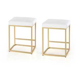 Set of 2 Modern Gray <b>Leather</b> Bar <b>Stools</b> Chrome Stainless Steel C Frame Counter Height Chairs Minimalist Kitchen Island <b>Stools</b> - Product Image 4