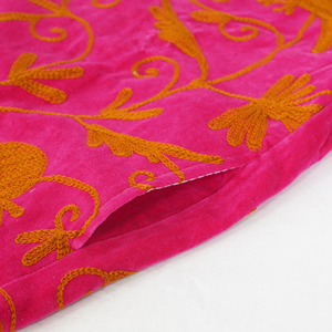 Pink Velvet Embroidered Blazer Mandarin Collar Lantern Sleeve Hand Embroidery Floral <b>Pattern</b> Women's <b>Jacket</b> Autumn Style - Product Image 5
