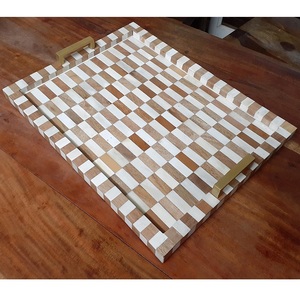 Wholesale Price Wood Resin Serving <b>Tray</b> Large Size Rectangular <b>Breakfast</b> <b>Tray</b> Homeware Table Decor Wood Resin Inlay Tea <b>Trays</b> - Product Image 1