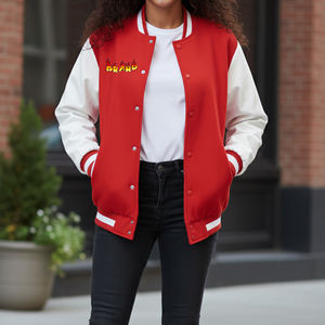 Vestes de baseball personnalisées pour femmes en cuir de mouton écologique, coupe-vent, imperméables et respirantes pour l'hiver - Product Image 4