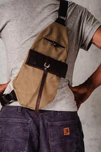 กระเป๋าหนังผ้าใบสะพายข้างแบบยูนิเซ็กส์ สไตล์เรโทร สำหรับเดินทาง เดินป่า สะพายไหล่ แฟชั่น กันน้ำ มีซิป ขายส่ง LCSB-0013 - Product Image 3