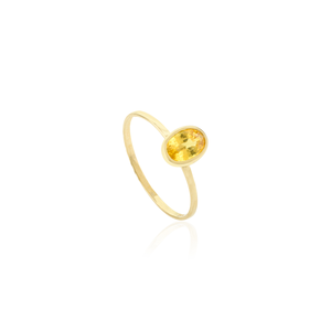 Bague de mariage solitaire en or jaune 14 carats sertie d'un saphir jaune - Product Image 5