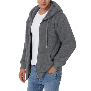 Sweat-shirt à capuche en polaire gris pour homme, coupe classique, vêtements décontractés d'hiver, 100% polyester, impression numérique - Product Image 5