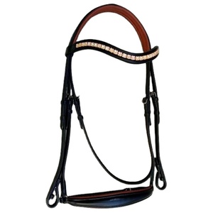Haute qualité Adams-Tack Tan rembourré cheval bride goutte nez bande confortable carré cristal cuir matériel en gros - Product Image 4