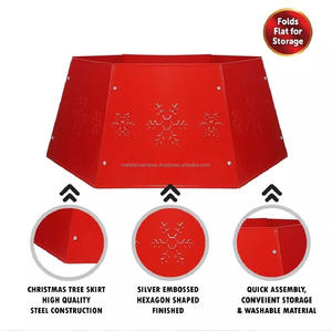 Jupe d'arbre de couleur rouge en métal durable de meilleure qualité pour la décoration de Noël d'hiver Style de luxe Tailles personnalisées Sacs emballés en gros - Product Image 5