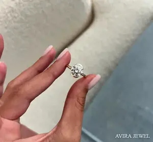 Anillo de Compromiso de Lujo con Diamante Cultivado en Laboratorio de 1 Quilate, Corte Brillante, Oro Sólido de 10K/14K/18K, Sin Níquel, Sin Plomo, Clásico para Novia - Product Image 5