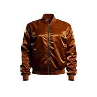 Blouson Bomber de Baseball Personnalisé pour Homme en Toile Satinée Noire avec Col Montant et Logo Frontal – Style Décontracté Streetwear