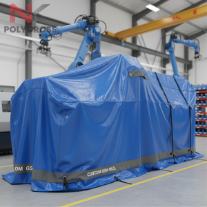 Rouleau de bâche en tissu poly GSM flexible avec bord renforcé, imperméable et anti-poussière, pour équipement logistique et stockage - Product Image 3