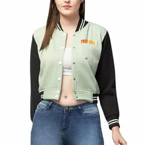 Chaquetas Varsity Cortas al por Mayor con Logotipo Personalizado, Chaquetas Varsity Cortas para Mujer, Estilo Moderno para Exteriores, OEM - Product Image 1