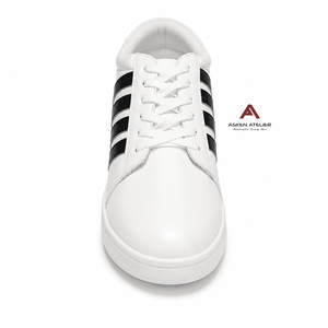 Baskets basses blanches pour hommes avec talon dissimulé, légères, respirantes, antidérapantes, à lacets, chaussures décontractées pour le quotidien - Product Image 4