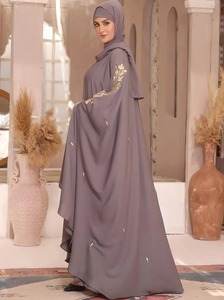 Hijab musulman pour femmes, grande taille, uni, ample, décontracté, en mousseline de polyester, longueur maxi, col rond, manches longues, à enfiler, style islamique - Product Image 2