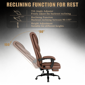 Chaise de bureau ergonomique pour le gaming avec support lombaire gonflable, chaise d'ordinateur confortable et large avec repose-pieds intégré - Product Image 5