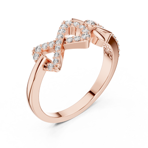 Anillo de Oro Rosa de Lujo con Lazo Infinito para Mujer, Joyería de Moda con Cristales Pavé, Elegante Anillo de Regalo - Product Image 4