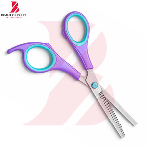 Purple and Teal Contrast Color Plastic Handle Thinning Scissors Professional Hairdressing Tools for Salon and Home Use - Product Image 5