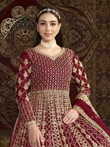 Vêtements traditionnels pour femmes pakistanais en pure soie Salwar Kameez ensemble de costume pour la fête de mariage de grossiste indien - Product Image 5