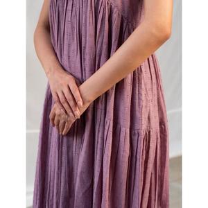 Vestido Maxi de Algodón Verde Oliva de Alta Demanda, Corte A, Manga Casquillo, Cuello en V, Transpirable, Antiestático, Estilo Sencillo, con Bolsillos, para Primavera - Product Image 4