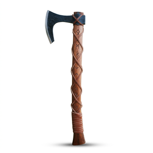 MS Enterprises Hache à fendre à double lame à dos plat en acier à haute teneur en carbone de qualité DIY, manche en bois de rose gravé à la main, 12 pouces, OEM - Product Image 1