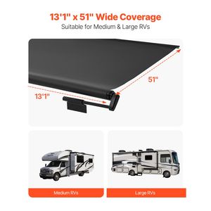 Tenda da sole scorrevole impermeabile da 1 pollice x 13 piedi con staffa, ricambio in tessuto per tenda da camper resistente - Product Image 3